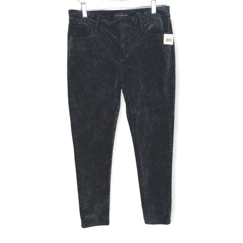 Lucky Brand Womens Size 12 31 Black Marble Velvet Brooke Legging 5 pocket Jeans